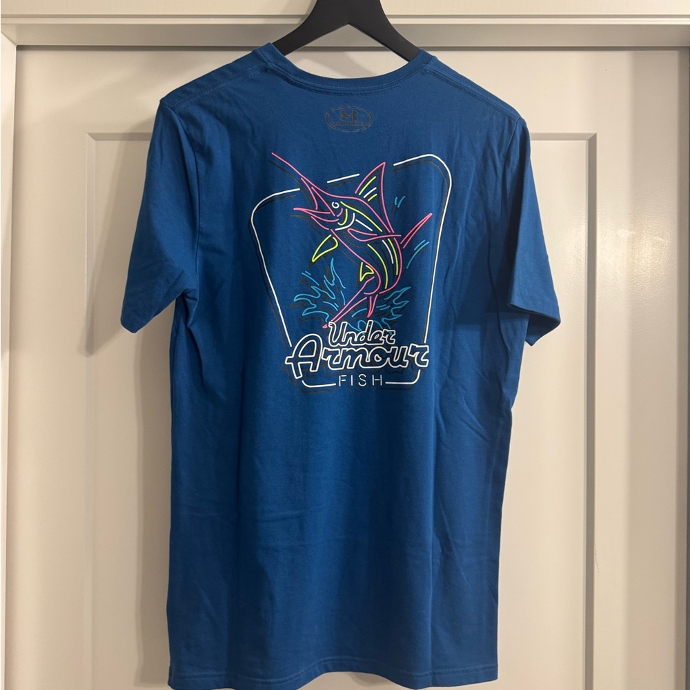 Under Armour Men's Blue Graphic Tee with Fish Design